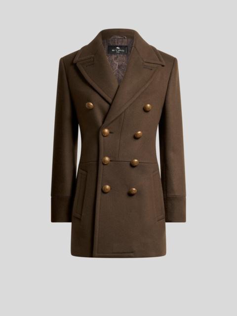 Etro LONG DOUBLE-BREASTED WOOL-BLEND CLOTH JACKET
