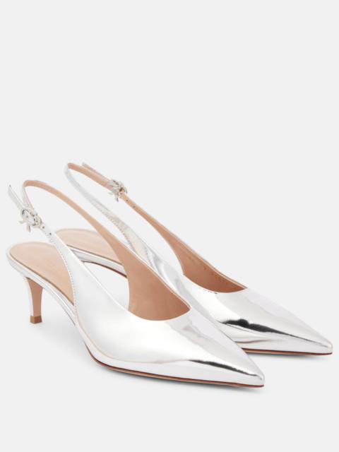 Gianvito Rossi 55 금속 가죽 slingback 펌프