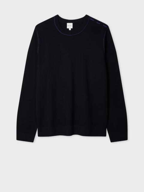 Paul Smith Navy Merino Sweater with Contrast Details