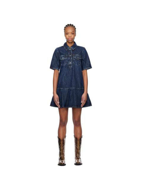 Blue Crinkled Future Denim Minidress