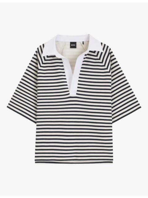 BOSS Striped Cotton-Blend Polo Shirt