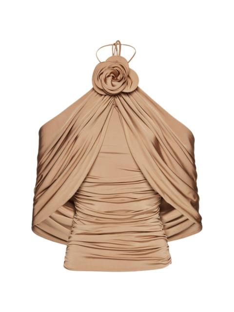 MAGDA BUTRYM floral-appliquÃ©d ruched top