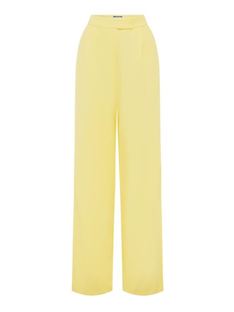 LEO LIN Elisha Tailored Wool-Blend Wide-Leg Pants yellow