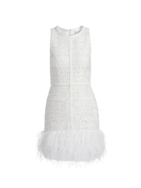 MILLY Women's Raven Feather-Trim Metallic Tweed Minidress - White Silver