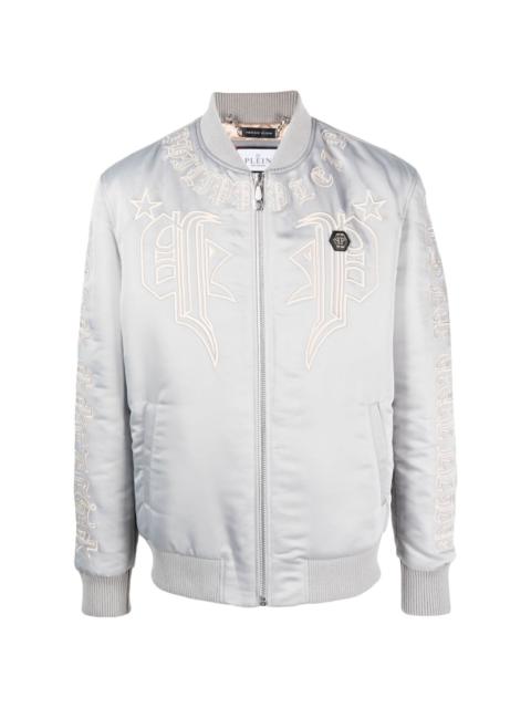 logo-appliqué bomber jacket