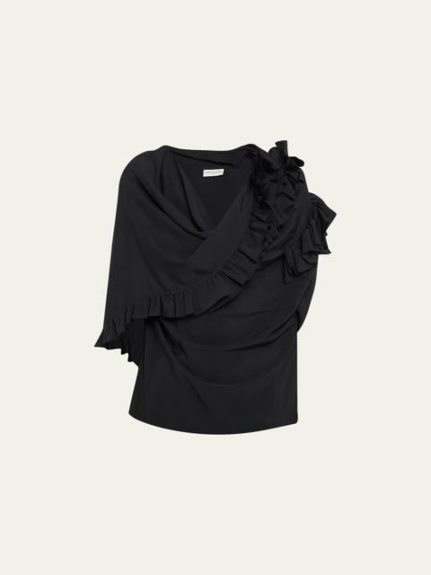 Connies Ruffle Crepe Blouse