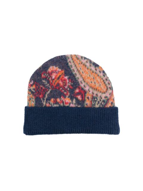 Etro floral-pattern mohair-blend beanie