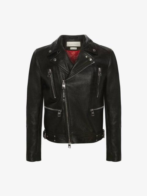 Alexander McQueen Men's Mcqueen Classic Leather Biker Jacket in Black