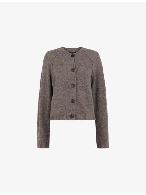 WHISTLES Round-Neck Raglan-Sleeved Knitted Cardigan