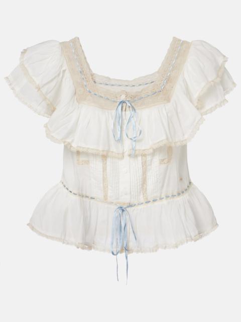 RIXO Melisa embroidered cotton blouse