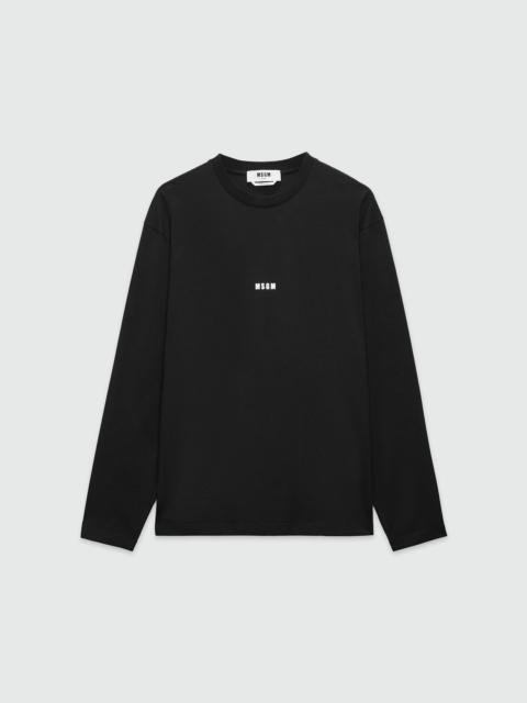 MSGM｜ (3840MM141 257002 87) MSGM Msgm Blue Cotton Crew Neck T-Shirt With Logo | baltini