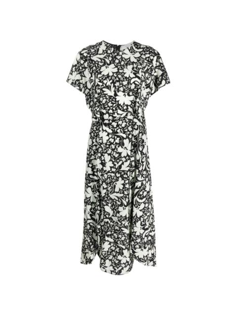 Forest Floral-print silk dress