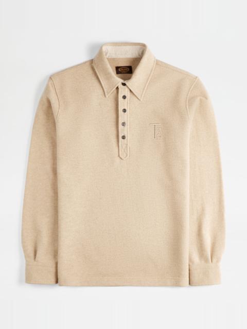 Tod's CASHMERE BLEND POLO SHIRT - BEIGE