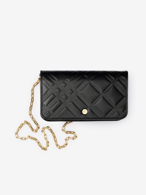 Burberry Embossed Check Chain Strap Wallet