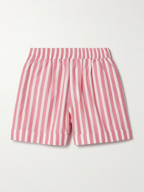 SUZIE KONDI Banker Striped Cotton-poplin Shorts