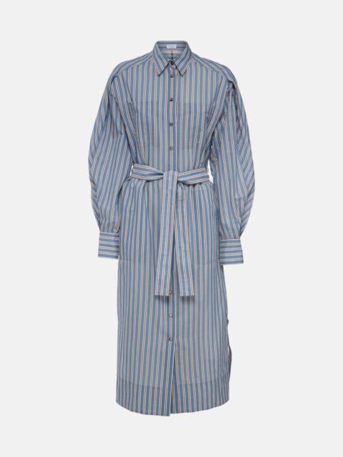 Striped cotton and silk shirt dress