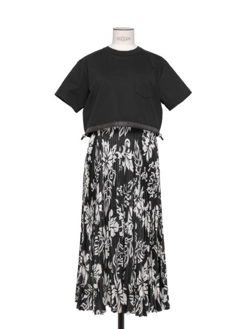 sacai Floral Print Cotton Jersey Dress