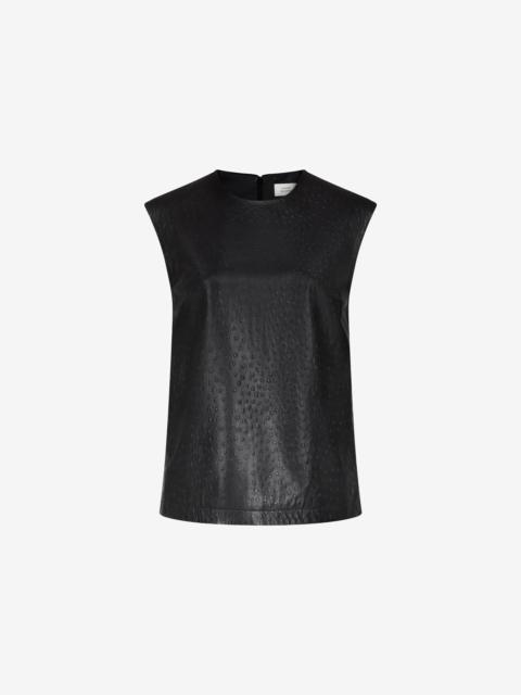 Loulou de Saison Loulou de Saison Fiza Ostrich-Effect Leather Top - Black