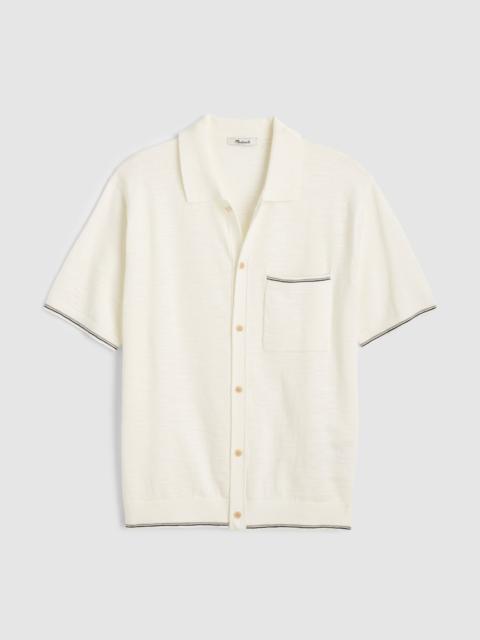 Madewell Tipped Knit Button-Up Shirt in Slub Knit Cotton