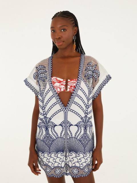 Blue Richelieu Plunging Neck Romper