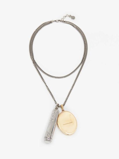 Alexander McQueen Mirror And Case Necklace in Gold/silver