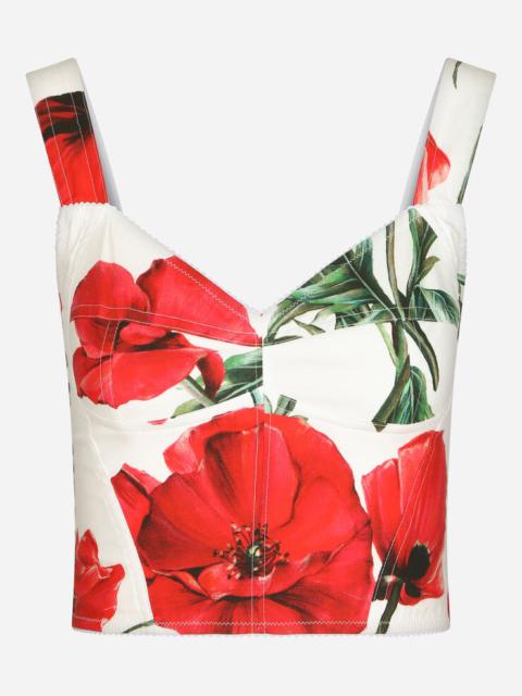 Dolce & Gabbana Poppy 인쇄 Poplin 코르셋