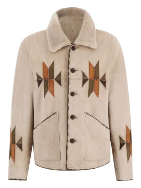 baziszt appliqué fur collar jacket