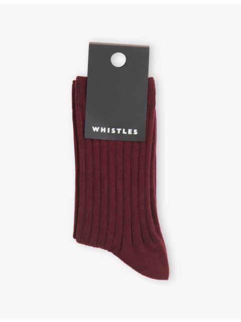 WHISTLES Classic Ribbed Stretch-Cotton Socks