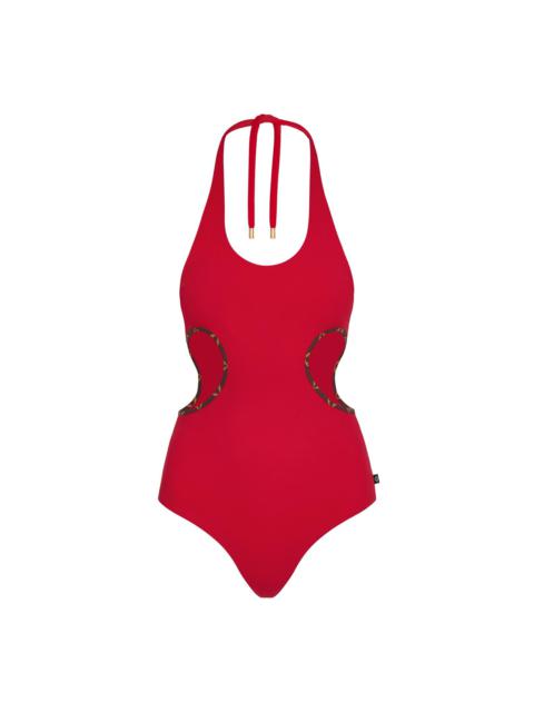 Louis Vuitton Red Cut-Out Swimsuit With Monogram Details