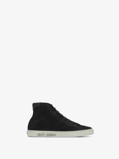 SAINT LAURENT malibu mid-top sneakers in canvas and leather