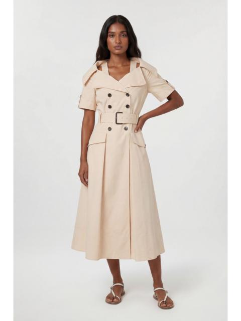 KAREN MILLEN Tailored Cotton Trench Belted Full Skirted Midi Dress