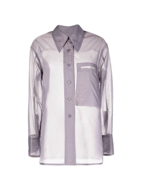 LOW CLASSIC sheer point-collar shirt