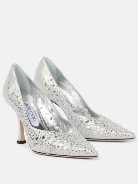 JIMMY CHOO Ziri 90 embellished suede pumps