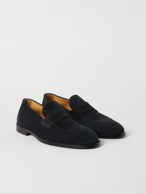 Suede penny loafers