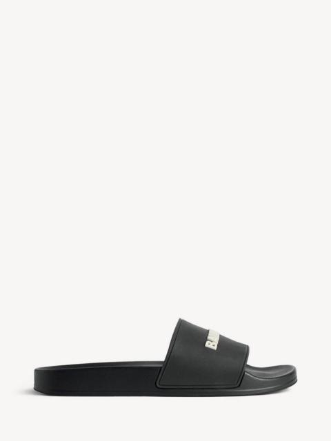 BALENCIAGA Men's Pool Slide Sandal in Black/white
