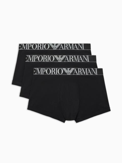 Three-pack of ASV shiny logoband organic-cotton boxer briefs