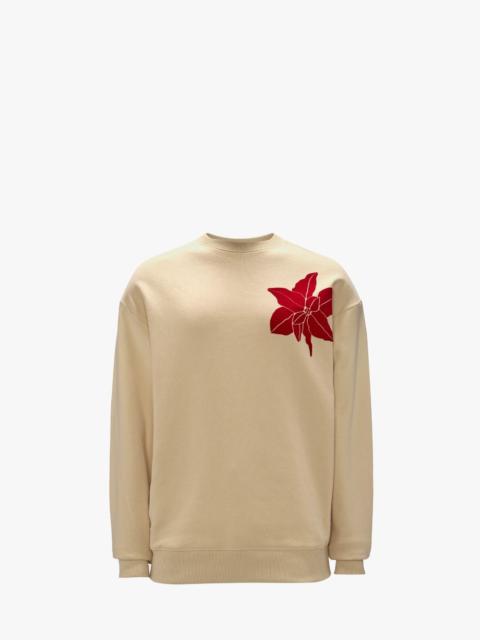 JW Anderson SWEATSHIRT WITH FLOCKED FLOWER
