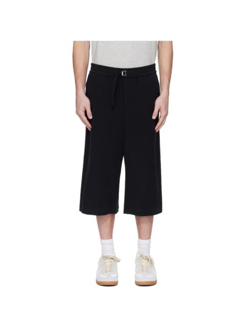 AMI Paris Black Elasticated Large Shorts
