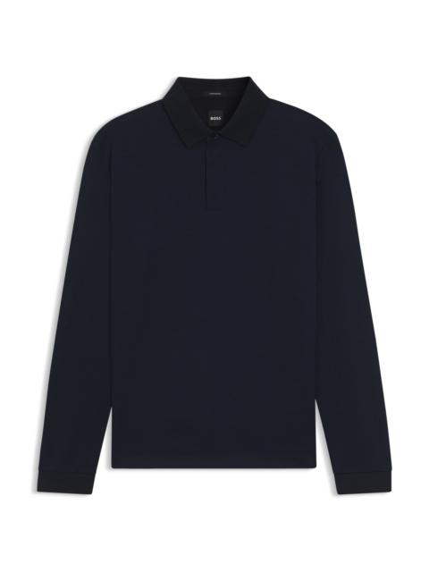 BOSS MERCERISED-COTTON POLO SHIRT WITH PLAIN COLLAR