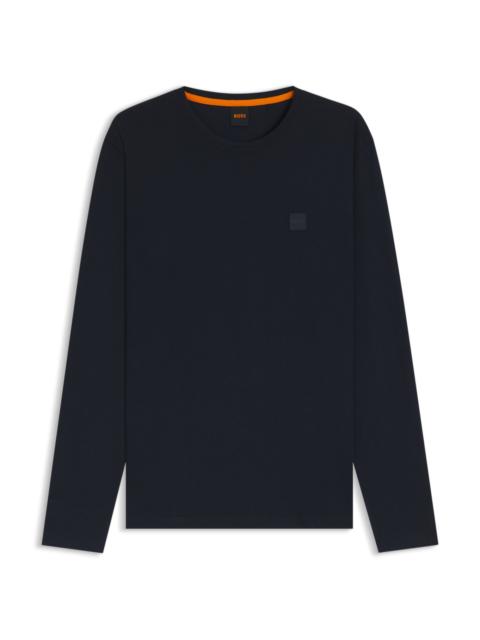BOSS LONG-SLEEVE COTTON T-SHIRT WITH LOGO PATCH