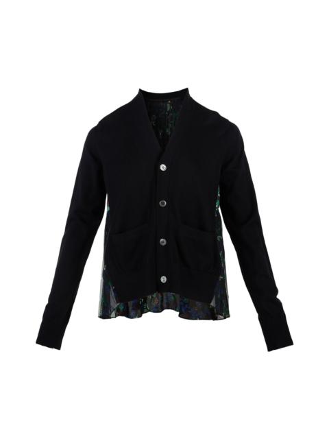 sacai Floral Print Cotton Knit Cardigan