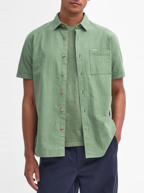 Thermond Regular Fit Stripe Short Sleeve Seersucker Button-Up Shirt