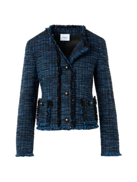 AKRIS Women's Raw Denim Tweed Jacket - Medium Blue Denim Black