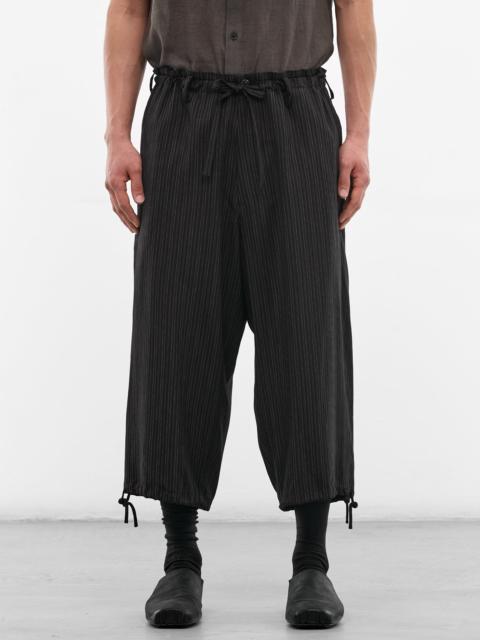 Yohji Yamamoto Black Striped Cropped Wide Trousers