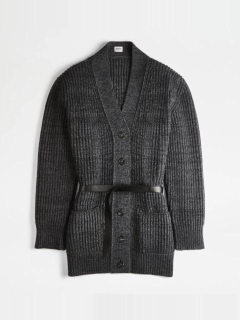 Tod's CASHMERE BLEND OVER CARDIGAN - GREY