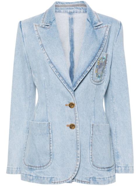 Etro Pegaso-embroidered denim blazer