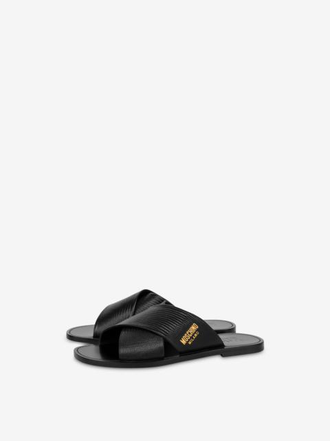 Moschino FLAT CROCODILE-PRINT CALFSKIN SANDALS