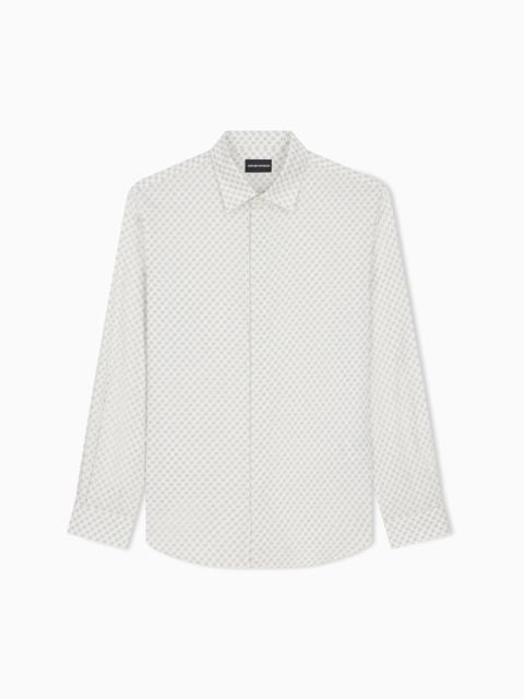 EMPORIO ARMANI SHIRT IN ALLOVER PRINT COTTON SATIN WITH REGULAR FIT