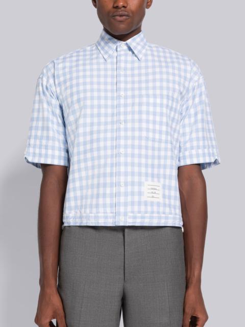 Thom Browne Gingham Poplin Drawstring Hem Short Sleeve Shirt