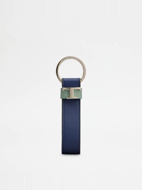 Tod's KEY HOLDER IN LEATHER - BLUE, LIGHT BLUE